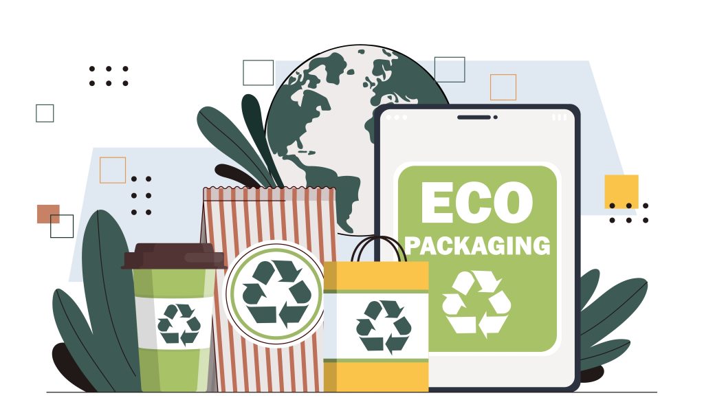 Eco-friendly packaging assortment illustration